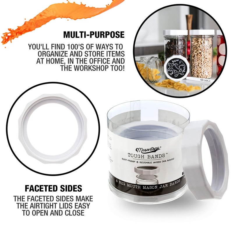 Masontops Tough Band - Regular Mouth Mason Jar Screw Bands - Quality Plastic Replacement Ring Seals & Jar Covers - Image 3